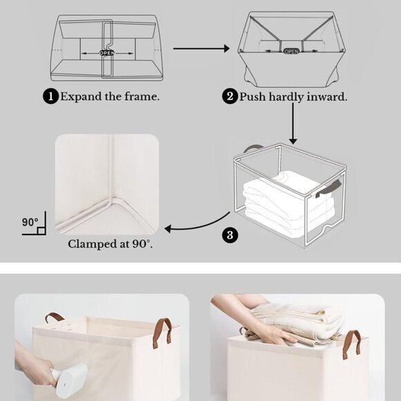 Storage Bins, Shelves Baskets for Organizing, Large Fabric Closet Organizers wit - Picture 7 of 7